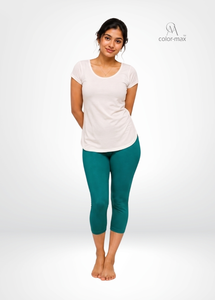 ELECTRIC GREEN - Premium Cotton Lycra Capri Leggings